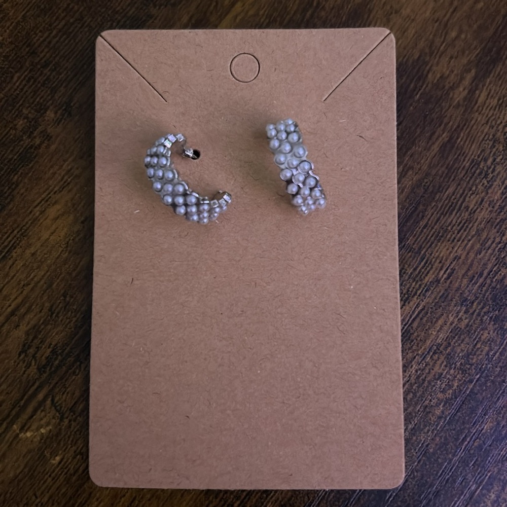 Beaded Hoop Huggie Earrings